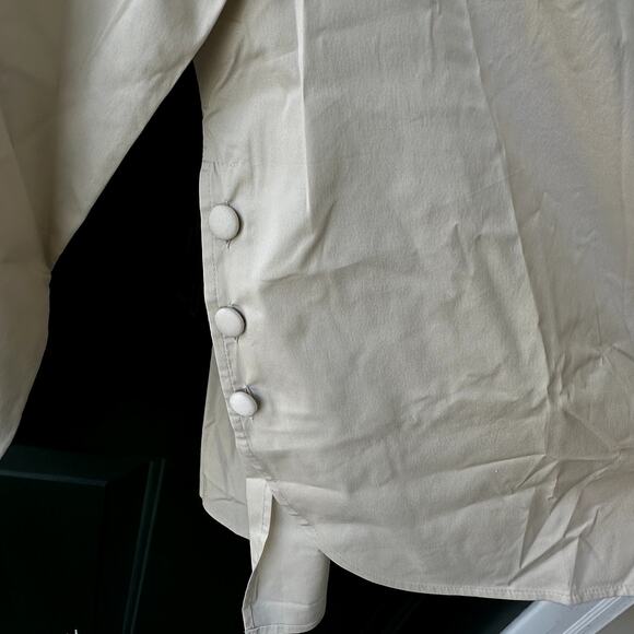 NEW Denim & Co. QVC Coolmax Curved Hem Shirt with Button Detail Sz L Khaki - Picture 3 of 7